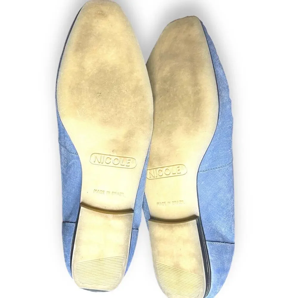 Vintage Nicole Taylor Geometric Colorblock Flats Womens 8 M Blue 80s Y2K Loafers